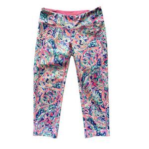 Lilly Pulitzer Size S Luxletic Weekender Crop Leggings La Playa Print Blue Pink